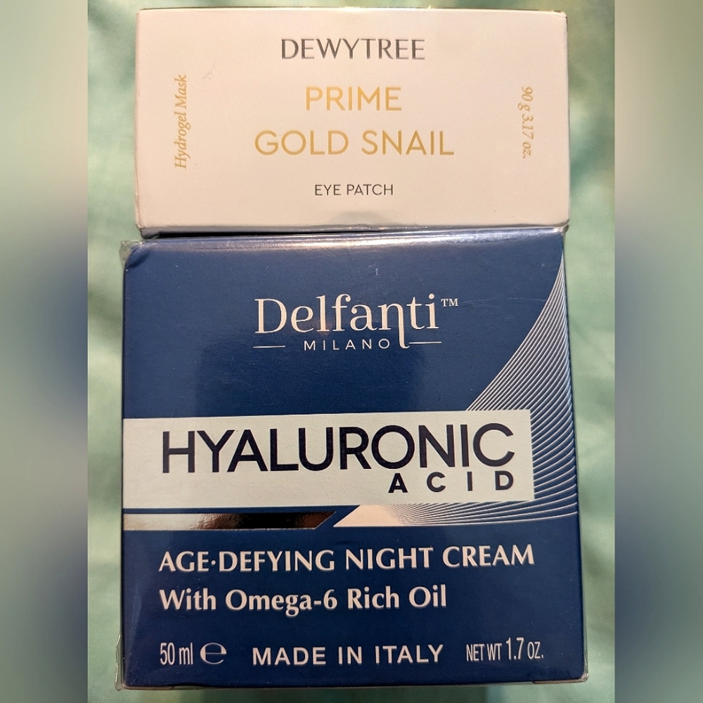Set of 2 Dewytree prime gold snail eye patch & Delfanti Hyaluronic night cream